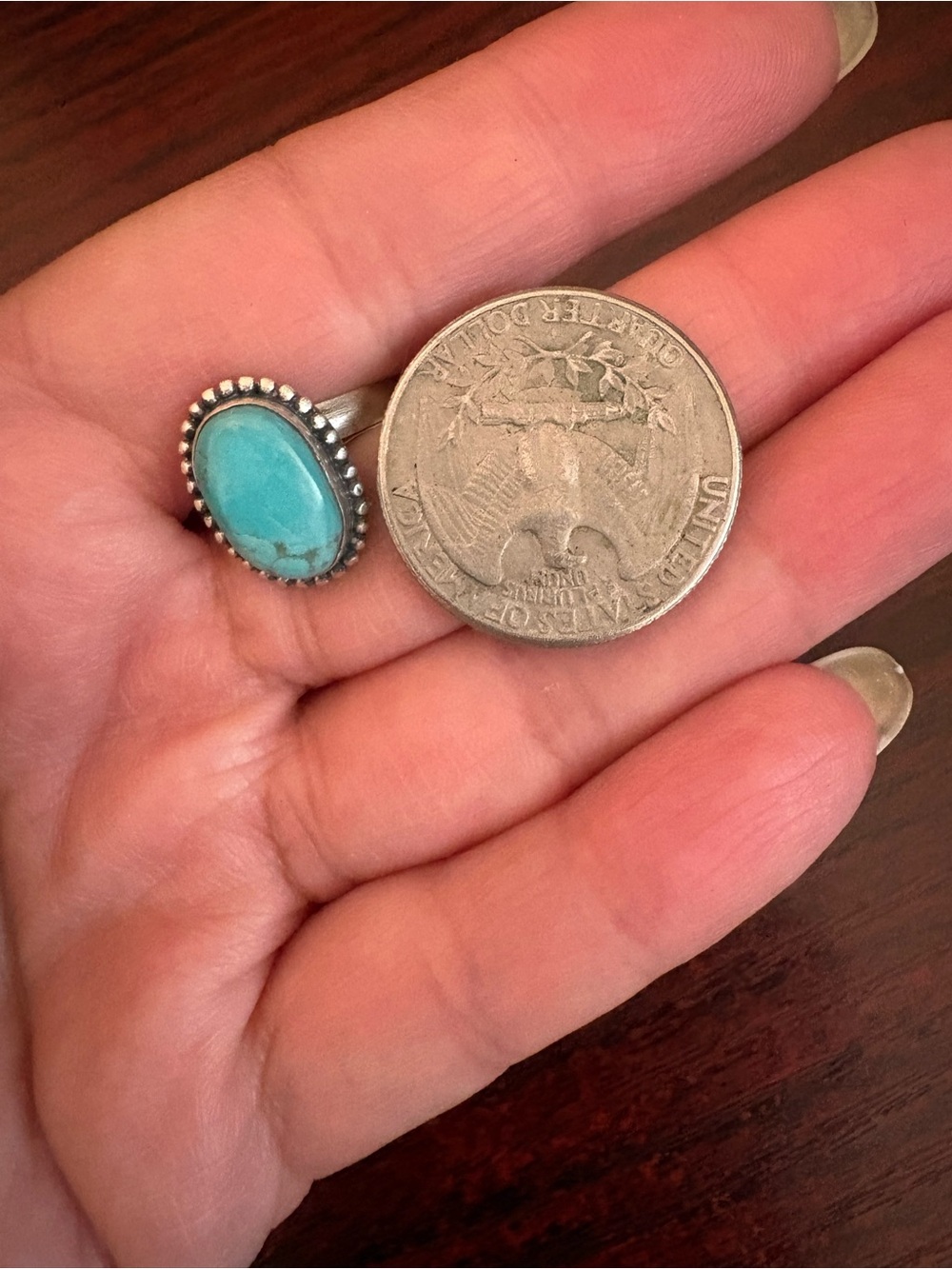 Sterling Silver Number 8 Turquoise Adjustable Ring - Picture 7 of 8
